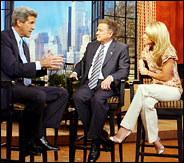 John Kerry appeared Tuesday on "Live With Regis And Kelly" to try to impress the women audience